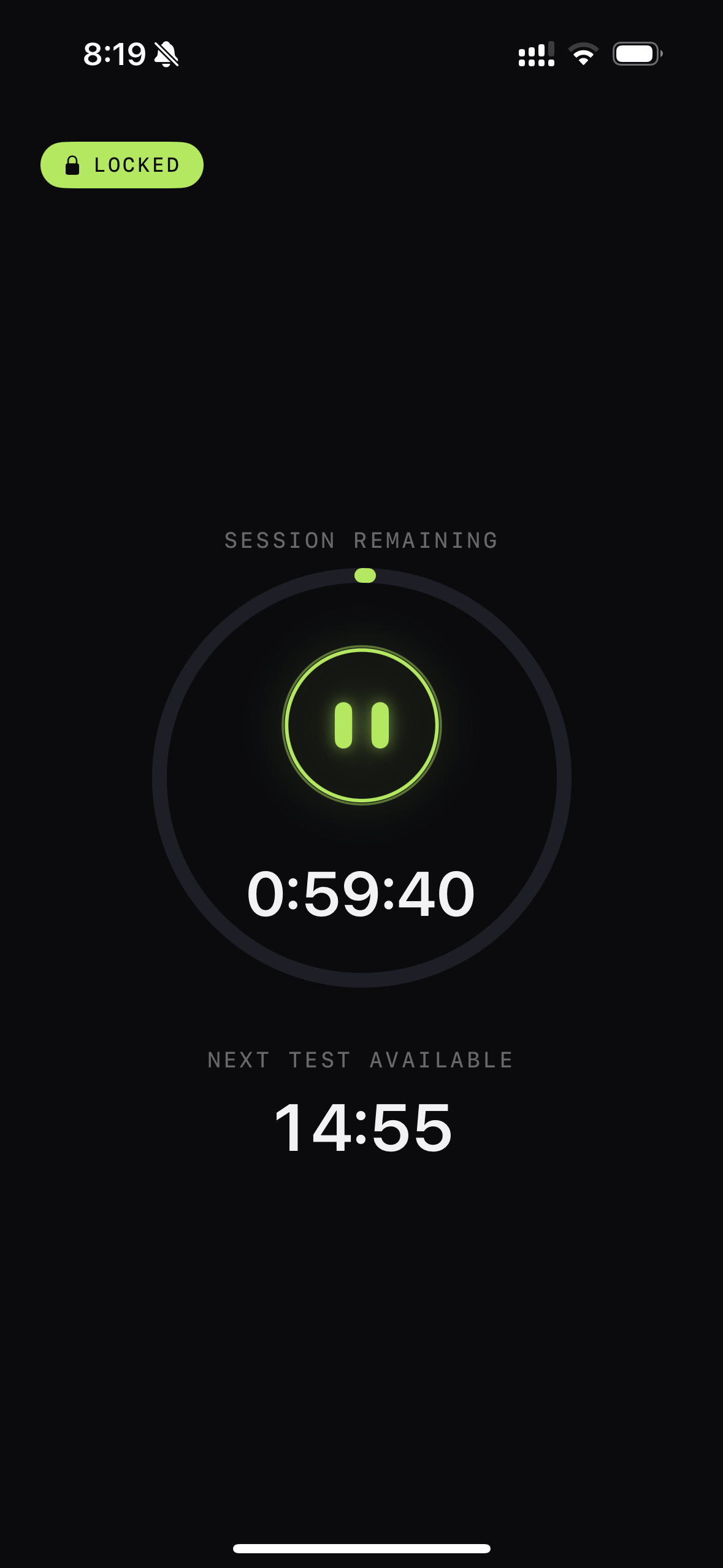 StudyIn locked-session screen with a focus timer